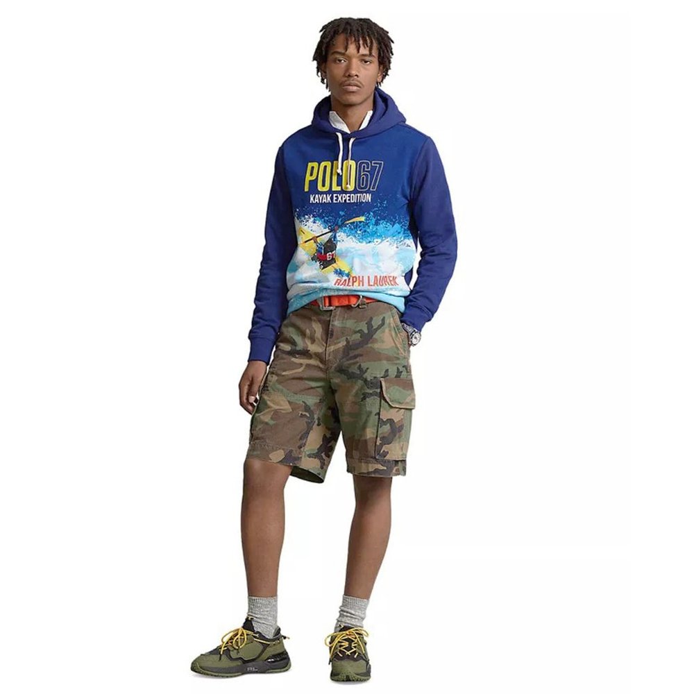 NEW $248 Polo Ralph Lauren Kayak Expedition Hoodie Sweatshirt! M Blue Huge Graph
